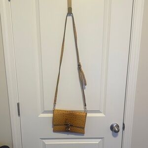 Textured Tan Crossbody Bag with Adjustable Strap